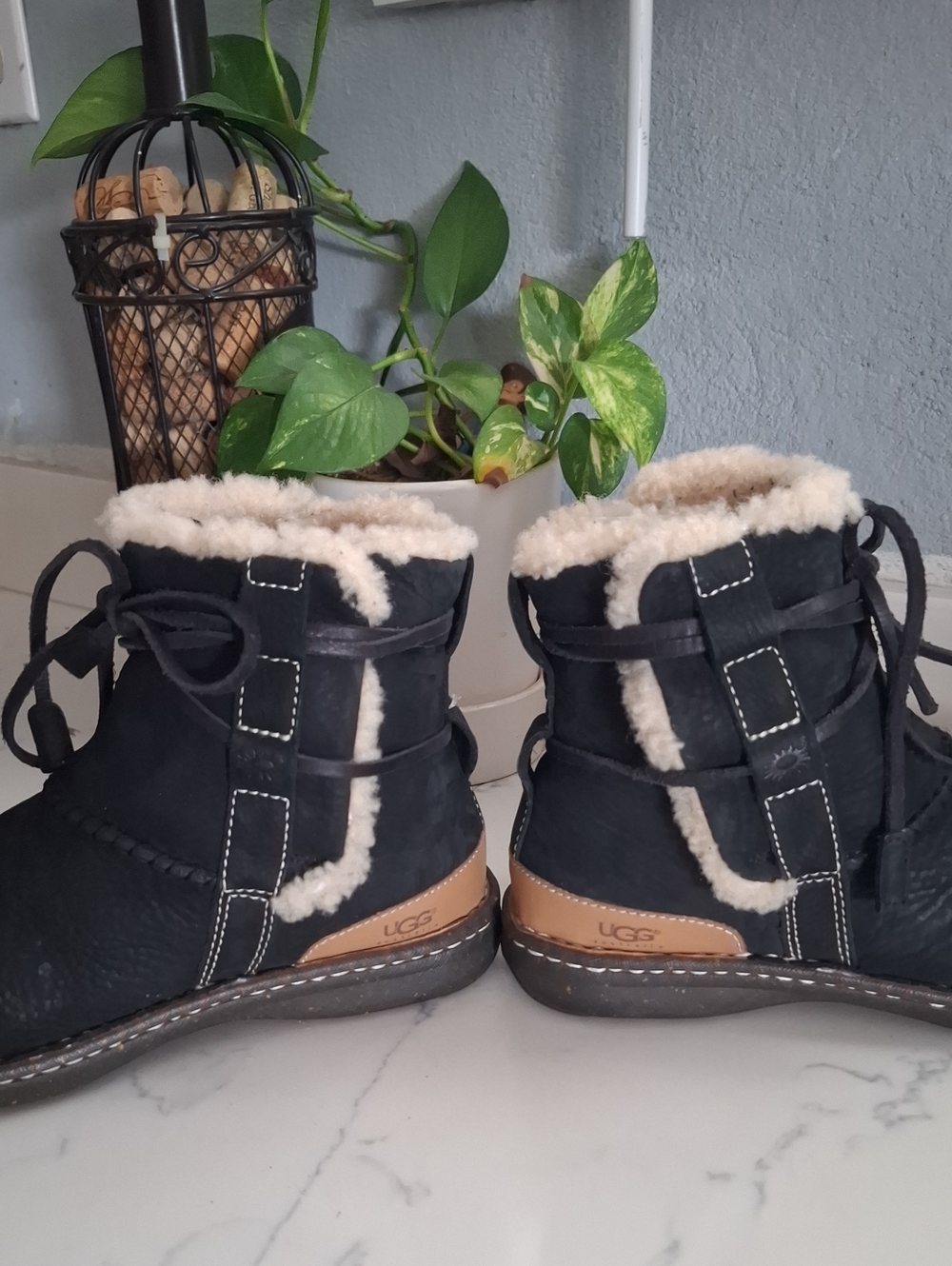 Ugg Women’s Black Shearling-Lined Winter Ankle Boots